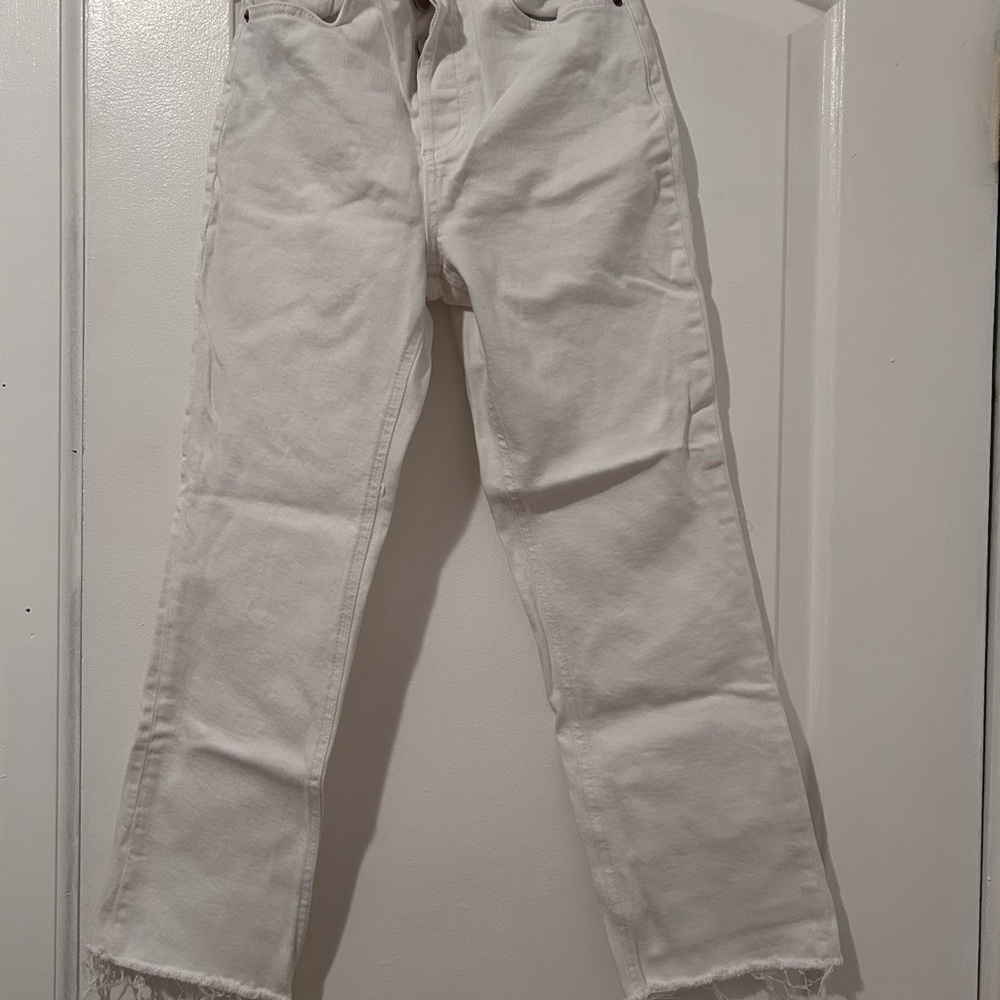 Zara White Straight Leg Jeans Classic Style